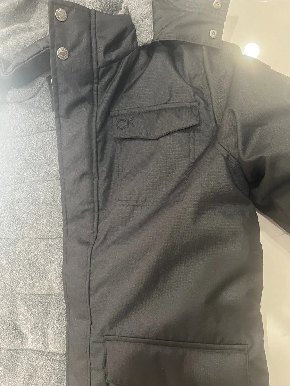 Calvin Klein Black Kids Hooded Puffer Coat